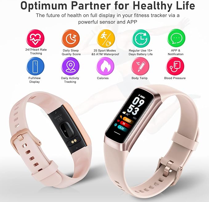 Fitness Tracker with Step Counter/Calories/Stopwatch Tracker,1.10''AMOLED Touch