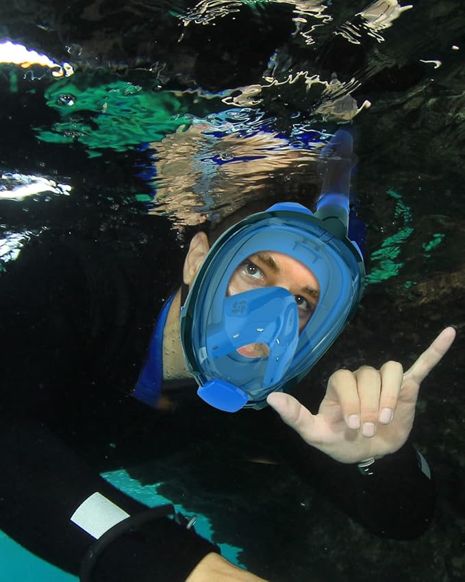 W WSTOO Full Face Snorkel Mask Adults,Suitable for Beginners Dry Top Snorkeling Gear,Can Your Mouth or Nose to Breathe,180 Degrees Panoramic View,Anti-Fog Anti-Leak,Summer Travel and Vacationing Gifts-StrideForce Fitness