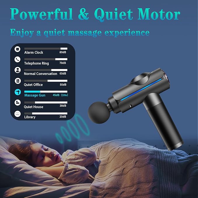 Massage Gun, Deep Tissue Massage Gun for Pain Relief, Quiet Electric Percussion Massager, Handheld Electric Muscle Massager with Carry Case 20 Speeds & LED Screen, Gift for Women/Men. Grey