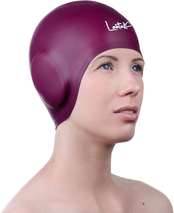 3D Swim Caps - Ear Protection Swimming Cap for Women & Men - Silicone, Waterproof - Fits Long & Short Hair - Adult & Youth-StrideForce Fitness
