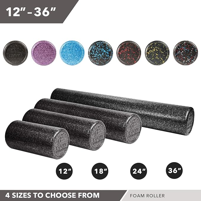 High-Density Round Foam Rollers - 4 Size and 8 Color Options - Massage Rollers for Stretching, Deep Tissue and Myofascial Release-StrideForce Fitness