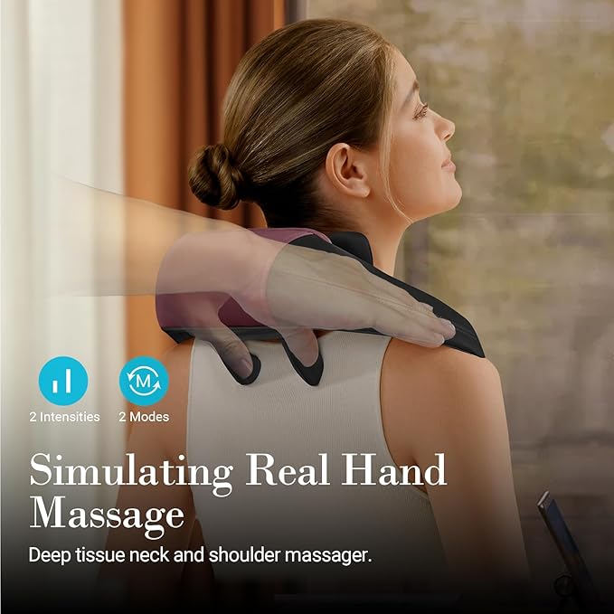 Shiatsu Neck Massager with Heat - Cordless 4D Expert Neck Shoulder Massage for Pain Relief,Upgarded Kneading Massager for Muscle Relaxation,Ideal Gift for Her,Him