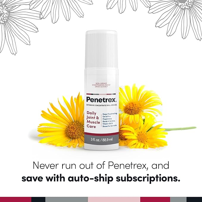 Penetrex Joint & Muscle Therapy - Soothing Gel for Back, Neck, Hands, Feet - Premium Whole Body Rub with Arnica, Vitamin B6 & MSM - 3oz Roll On Gel (3-Pack)-StrideForce Fitness