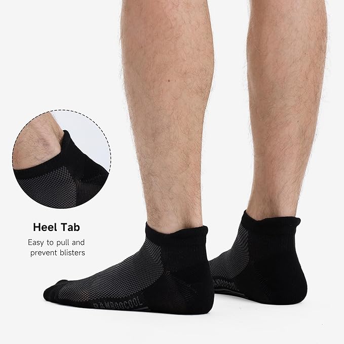 BAMBOO COOL Men's Ankle Socks Athletic Cushioned Moisture Wicking, Running Socks Arch Support Breathable, Heel Tab 8 Pack-StrideForce Fitness