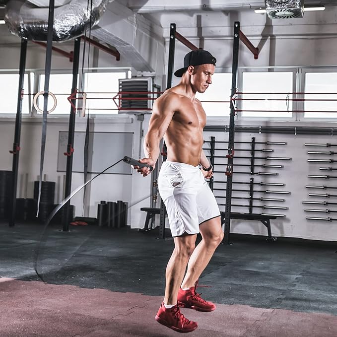 FEECCO Weighted Jump Rope - Heavy PVC Ropes with Metal Handles and Ball Bearings-StrideForce Fitness