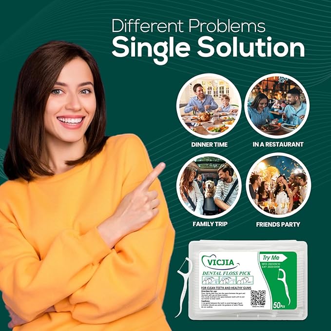 Dental Floss Picks Unflavored Floss Picks,50 Count Travel Tooth Picks Flossers,Floss Sticks for Teeth,car,Portable Floss Dispenser