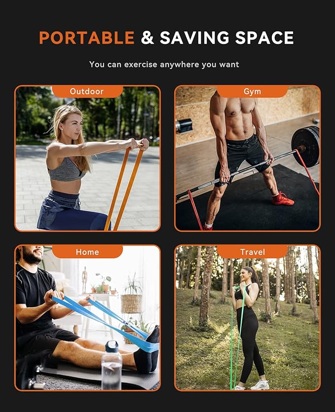 SUNPOW Pull Up Assistance Bands - Set of 5 Resistance Heavy Duty Workout Exercise Stretch Fitness Bands Assist Set for Body, Instruction Guide and Carry Bag Included-StrideForce Fitness