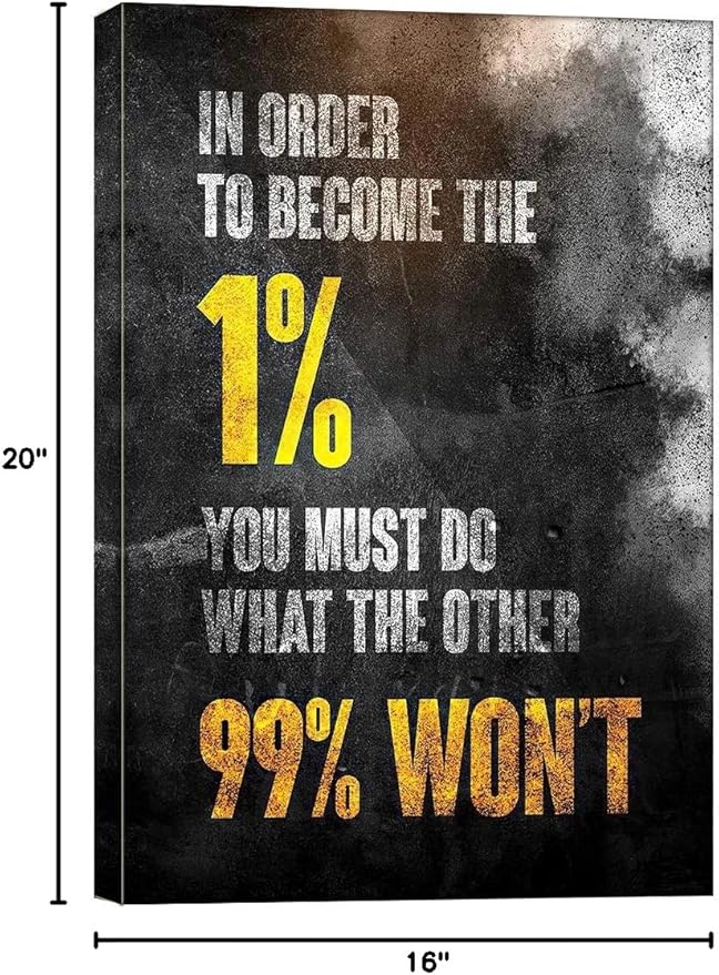 1% Entrepreneur Motivational Canvas Wall Art -Inspirational Office Wall Art Poster Quotes - Canvas Artwork Picture Print Framed for Home Office Bathroom Bedroom Wall Decor-16 x20-StrideForce Fitness