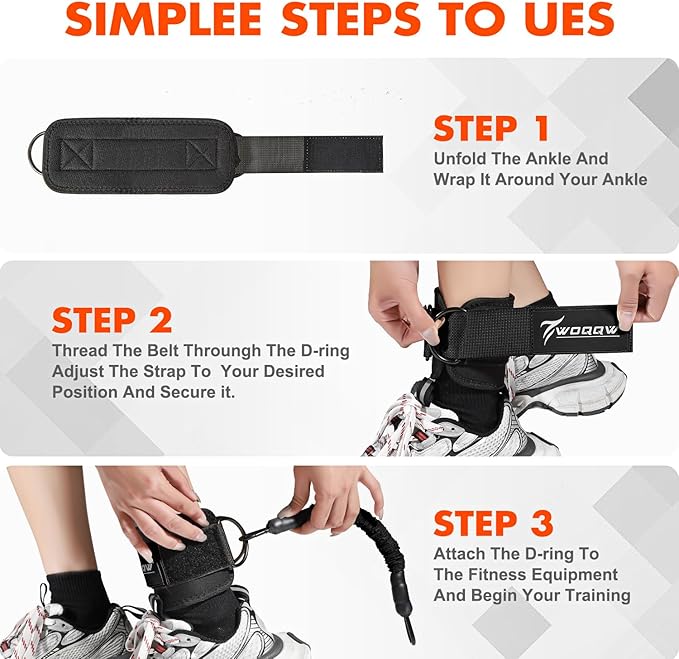 Ankle Resistance Bands with Cuffs, Ankle Bands for Working Out, Glutes Workout Equipment, Butt Exercise Equipment for Kickbacks Hip Fitness Training, Legs Resistance Bands for Women & Men