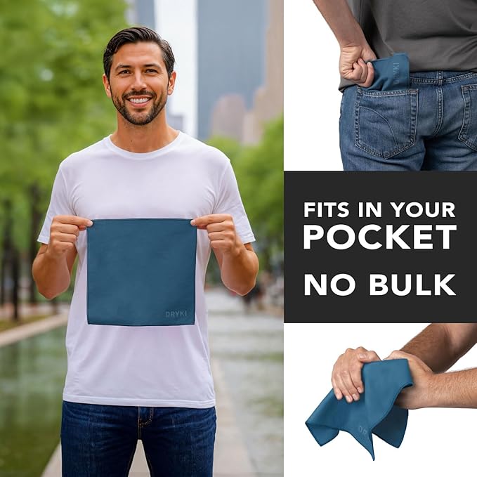 Pocket-Sized Sweat Towels - The Original Sweat Absorbing Handkerchiefs - Quick-Dry Microfiber Sweat Rags for Face, Hands, & Body - Men & Women - Gym, Sports, and Work (Blue: 5 Pack)-StrideForce Fitness