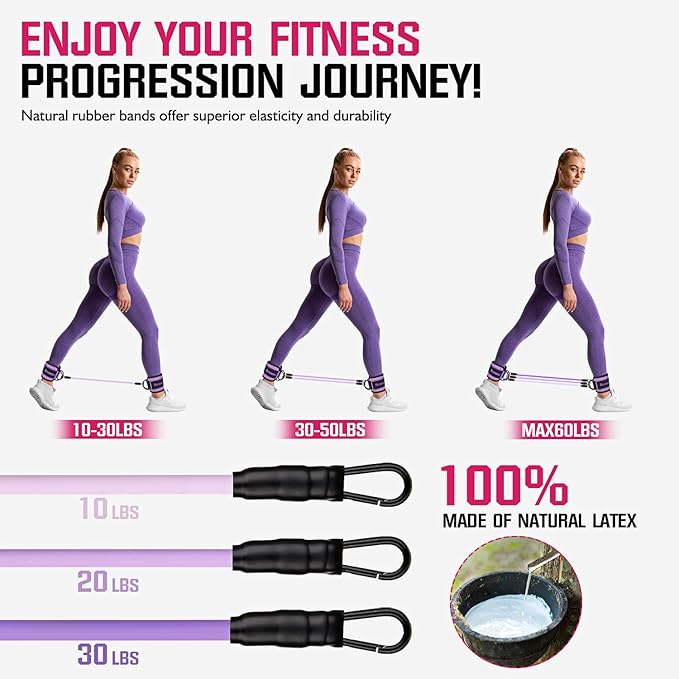 Ankle Resistance Bands with Cuffs, Home Gym Workout Equipment, Lifting Glute Butt Exercise Equipment for Women, Ankle Weights Fitness Band Set, Leg Booty Equipment for Training Perfect Body Shape