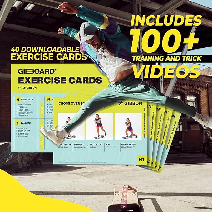 GIBBON SlackBoard - GiBoard Balance Board Kids & Adults - Slackline Balance Trainer - Slack Board Core Workout Equipment Home Gym Training - Standing Desk Exercise - Yoga, Agility, Pilates & More-StrideForce Fitness