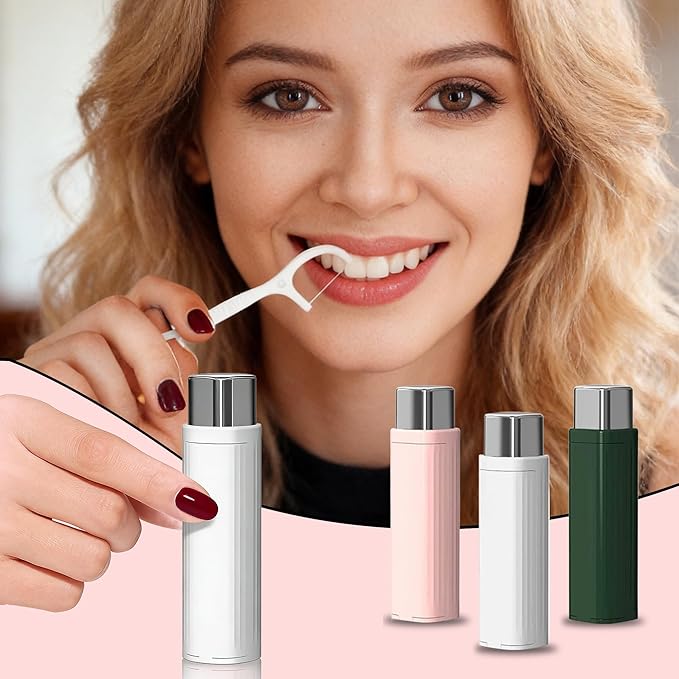 Portable Floss Dispenser with 100 Pcs Dental Floss, 2026 New Dental Floss Dispenser Dental Floss Picks Case, Refillable Automatic Travel Floss Pick Organizer Pocket Floss Boxes (3 Pcs White)