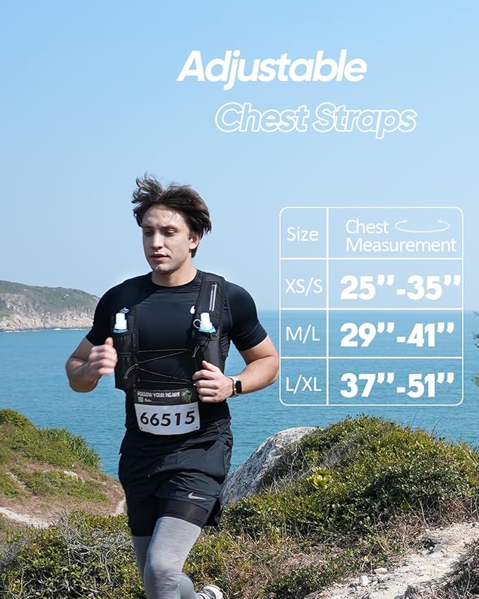 Running Vest for Women Men, USA Original Patent, Adjustable Chest Straps Running Hydration Vest with 500ml Soft Flask, Lightweight Reflective Hydration Backpack for Hiking Marathon-StrideForce Fitness