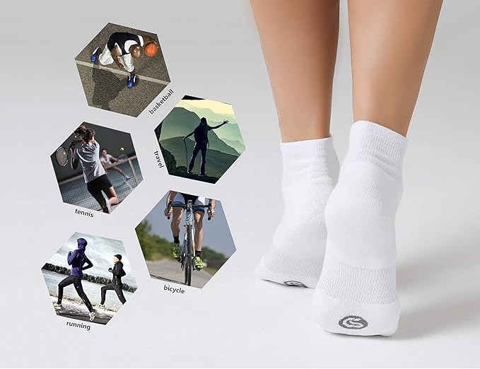 CelerSport 6 Pack Men's Ankle Socks with Cushion, Sport Athletic Running Socks-StrideForce Fitness