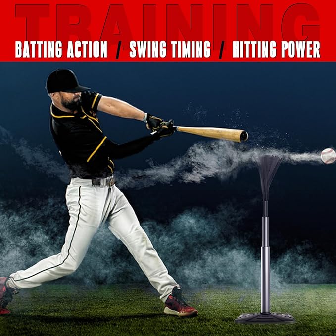 4-Prongs Ball Rest Batting Tee for Baseball and Softball, 23" to 44" Adjustable Baseball Tees for Hitting,Heave Duty Base Baseball Tee (No Included The Baseball)-StrideForce Fitness