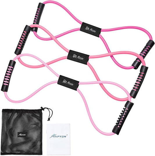 HPYGN Resistance Bands, Figure 8 Exercise Bands for Women Men, 8 Shaped Resistance Bands for Arms, Chest Expander, Yoga Gym Fitness Pulling Rope 8 Word Elastic for Exercise Muscle Training Tubing-StrideForce Fitness