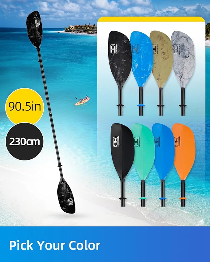 OCEANBROAD Kayak Paddle 86in/218cm, 90.5in/230cm Alloy Shaft 2-Piece Floatable Kayak Oar for Kayaking Canoeing Boating-StrideForce Fitness