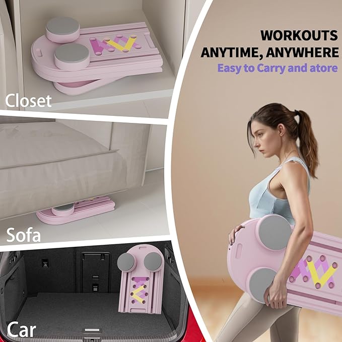 Pilates Reformer Board, 6 in 1 Portable & Foldable Pilates Reformer Set with Resistance Bands, Pilates Board for Home Workout, Multifunctional Abdominal Board-StrideForce Fitness