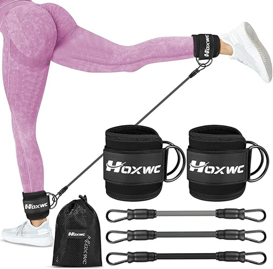 Ankle Resistance Bands with Cuffs, Ankle Bands for Working Out, Ankle Resistance Band for Leg, Booty Workout Equipment for Kickbacks Hip Fitness Training, Exercise Bands for Butt Lift Women-StrideForce Fitness