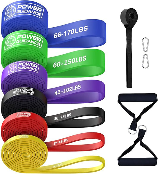 POWER GUIDANCE Resistance Bands, Set of 5 Pull Up Bands, Pull Up Assistance Bands, Exercise Bands, Resistance Bands Set for Legs, Working Out, Muscle Training, Physical Therapy, Shape Body-StrideForce Fitness