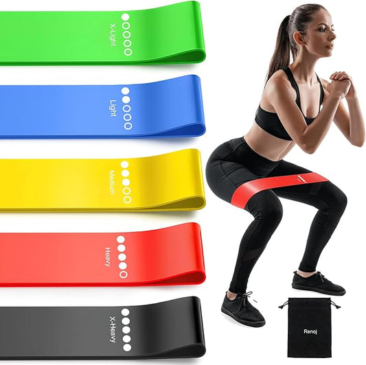 Resistance Bands for Working Out, Elastic Exercice Loop Bands for Physical Therapy, Yoga Starter Set of Stretch Bands for Booty Legs, Pilates Flexbands-StrideForce Fitness