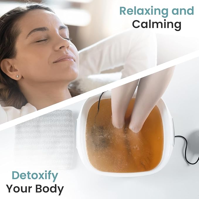 Ionic Foot Bath Detox Machine for Home Use - Free Regain Health & Vitality Booklet & Brochure - 2 Arrays, 20 Basin Liners, Detox Sea Salt, Basin 12QT-StrideForce Fitness