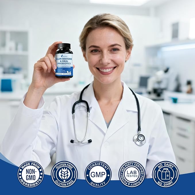 Oral Probiotics for Mouth Bad Breath for Adults & Gum Support | Fresh Breath After Coffee with 10 Billion CFU, Grass-Fed Organ Complex | 60 Capsules