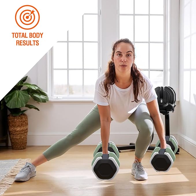 SKOK 25/55 lbs Pair Adjustable Dumbbells Set, Adjustable Weights Dumbbells Set for Men and Women with Anti-Slip Fast Adjust Weight by Turning Handle,Black Dumbbell with Tray-StrideForce Fitness