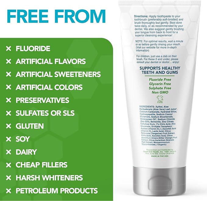 Nano hydroxyapatite Fluoride-Free, Pro Mineralizer Toothpaste: Dentist Formulated Remineralizing Anti Cavity Xylitol Toothpaste, Enamel Support Sensitive Teeth – Wintermint