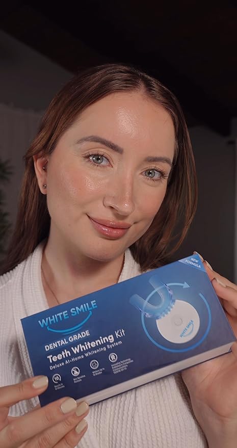 WHITE SMILE Teeth Whitening Kit, LED Light System, 35% Carbamide Peroxide 3 Gel Syringes, 10-Minute Treatment, Non-Sensitive Formula