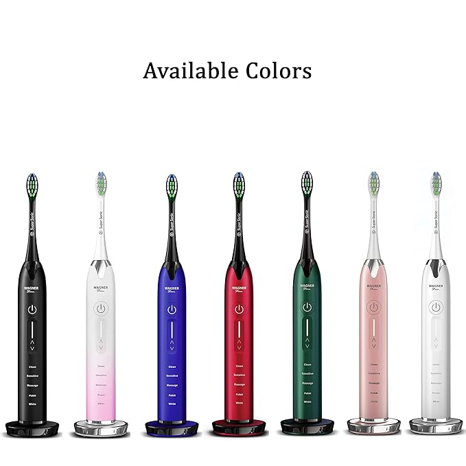 Wagner Stern Ultrasonic Electric Toothbrush - 5 Modes, Pressure Sensor, 8 Brush Heads & Travel Case
