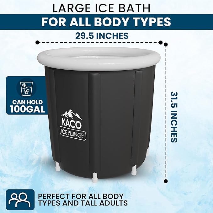 Ice Plunge Tub – Large Insulated Ice Bath for Cold Water Therapy – 100 Gallon Portable Ice Barrel for Athletes, Recovery & Wellness – Durable PVC, Easy Setup, Leakproof & Spacious-StrideForce Fitness