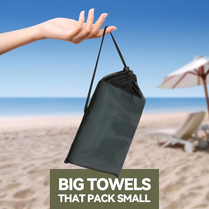 Microfiber Beach Towel-Perfect for Travel, Sports, Camping, Swimming, Yoga, Gym- Quick Dry, Sand Free, Compact, Lightweight, Absorbent (Grey,Medium(130x70cm, 51x27”))-StrideForce Fitness