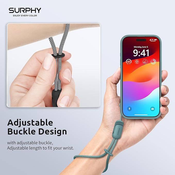 SURPHY 2 Pack Phone Lanyard for Cellphone Case, Phone Wrist Strap for Case, Cellphone Strap with 2-Color Braided, Charm Wrist Lanyard for Women and Men, Black & Green