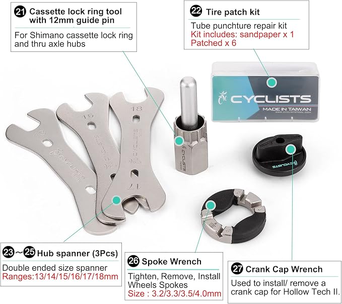 27 Piece Bike Tool Kit - Bike Tools Maintenance Repair Kit - Mountain/Road Bike Bicycle Repair Tool Kit With Storage Case-StrideForce Fitness