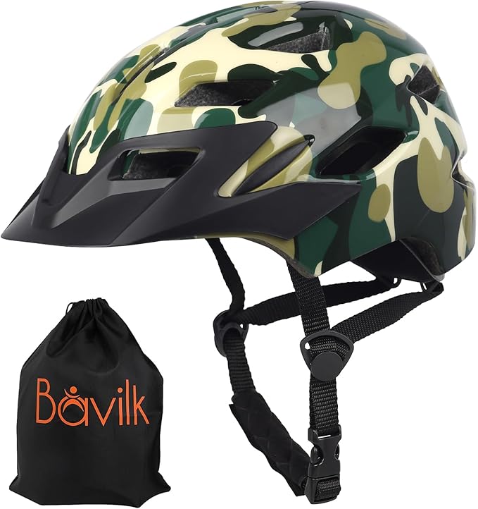 Kids Bike Helmet,Bavilk Kids Boys Girls Bike Helmets with LED Light Detachable Visor Children Youth Teen Multi-Sport for Skating Cycling Scooter Skateboard Adjustable & Lightweight 19.7"-22.4"-StrideForce Fitness