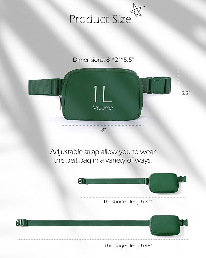ODODOS Unisex Mini Belt Bag with Adjustable Strap Small Fanny Pack for Workout Running Traveling Hiking, Forest-StrideForce Fitness