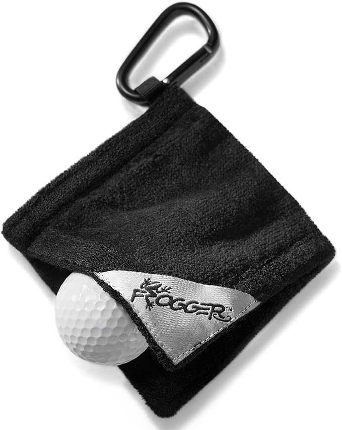 Frogger Amphibian Golf Ball Towel with Wet and Dry Technology Small Golf Ball Towels for Golf Bags with D Clip, Premium Golf Ball Accessories, Ultra Absorbent-StrideForce Fitness