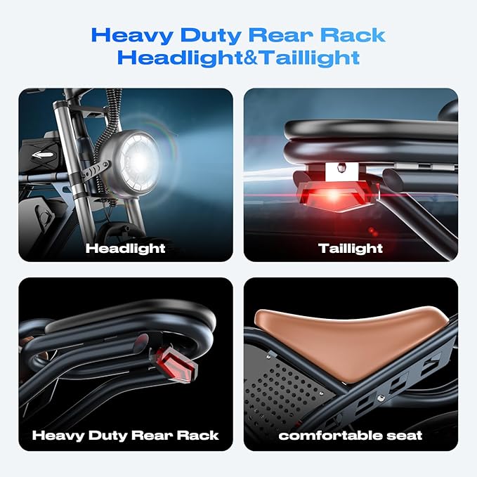 Electric Bike for Adults, 1200W 32MPH, 48V 30AH E-Bike, 65-Mile Range, 20-Inch Fat Tire E-Motorcycle,Off-Road Fit for Mountains, Snow, Sand, Highways-StrideForce Fitness