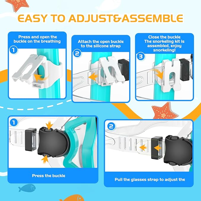 Snorkeling Gear, Dry Snorkel Set180° Panoramic Wide View,Anti-Fog Scuba Diving Mask, Professional Snorkeling Gear for Free Breathing, Swimming, Diving-StrideForce Fitness