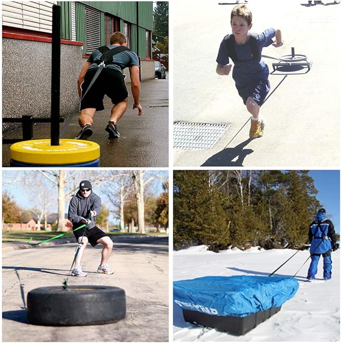 Exercise Resistance Fitness Bands Set Workout Equipment Double Endurance Weight Sled Harness Kits Sled Pulling Strap for Running Sprinting Resistance Speed Agility Training, Black-StrideForce Fitness