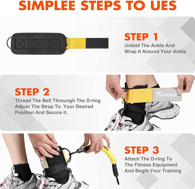 Ankle Resistance Bands with Cuffs, Ankle Bands for Working Out, Glutes Workout Equipment, Butt Exercise Equipment for Kickbacks Hip Fitness Training, Legs Resistance Bands for Women & Men