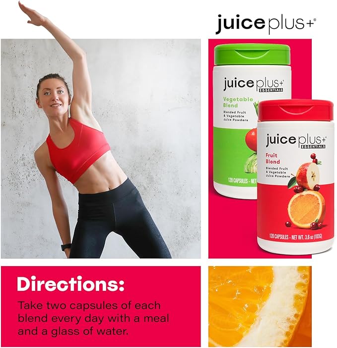 JuicePlus+ Fruit and Vegetable Blend: for Solid Nutritional Foundation - Boost Family's Health with 20 Fruits & Veggies Plus Plant Nutrients - Prepacked 2 Bottles (60 Servings of Fruit, 60 of Veg)-StrideForce Fitness