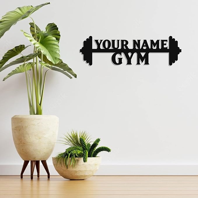 Personalized Home Gym LED Tin Metal Sign Multiple Sizes, Gym Wall Decor, Exercise Workout Room Decor Fitness Center, Motivational Inspirational Hanging Art Plaque (02 W/o Lights)-StrideForce Fitness