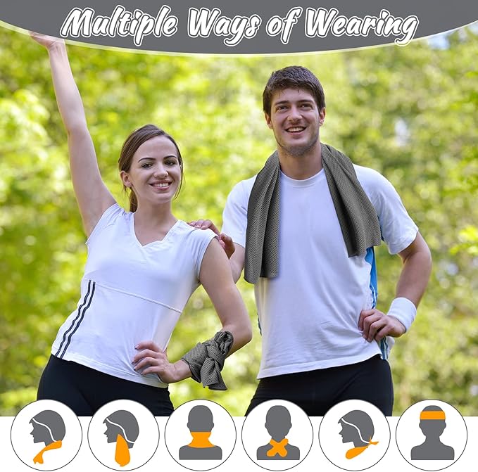 20 Pcs Cooling Towel 40" x 12" Ice Towel for Neck and Face Microfiber Chilly with Bag Breathable Yoga Gym Stay Cool Towels Sweat Rag for Workout Running Camping Pilates Beach Accessories (Dark Gray)-StrideForce Fitness