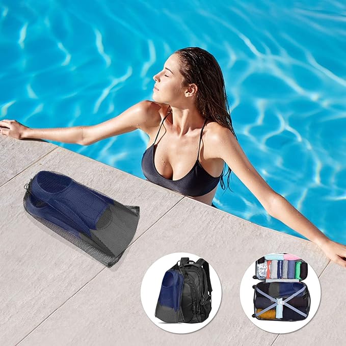 Gintenco Swim Fins, Kids Swim Training Fins for Lap Swimming, Travel Size Flippers with Mesh Bag, Silicone Swimming Fins for Kids Teens Adults Women Men-StrideForce Fitness