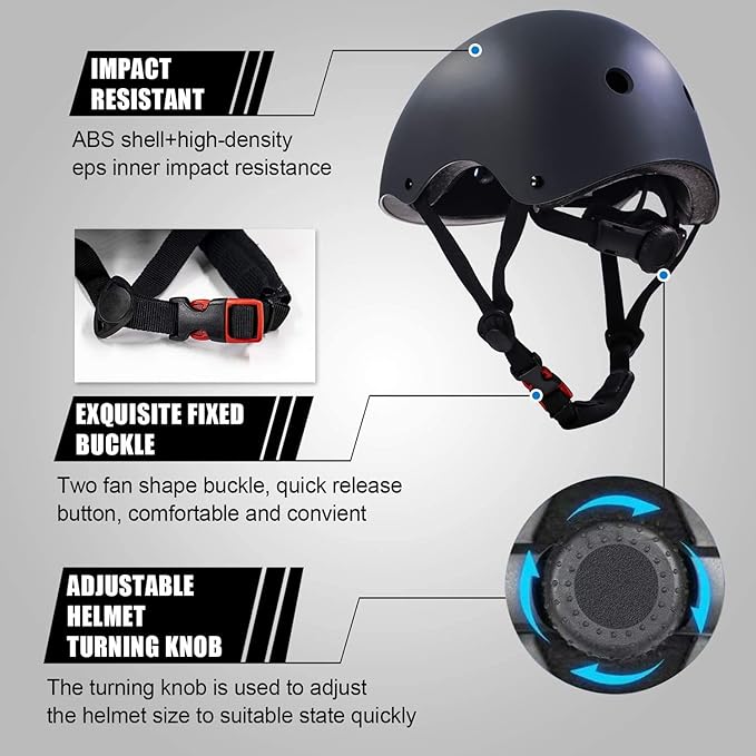Adjustable Helmet for Ages 5-16 Kids Toddler Boys Girls Youth,Protective Gear with Elbow Knee Wrist Pads for Multi-Sports Skateboarding Bike Riding Scooter Inline skatings Longboard Roller Skate-StrideForce Fitness