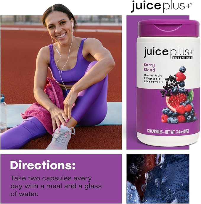 JuicePlus+ Berry Blend: with Concord Grape, Blueberry, Cranberry, and More - Whole Food Based, Vegan, Plant-Based Vitamins - Gluten-Free, Non-GMO, Kosher - 1 Bottle (60 Servings)-StrideForce Fitness