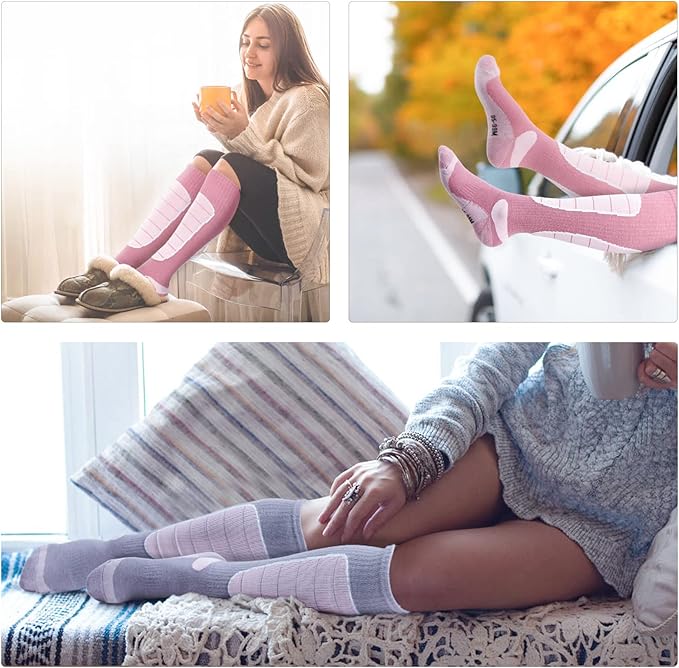 Hylaea Merino Wool Ski Socks, Cold Weather Socks for Snowboarding, Snow, Winter, Thermal Knee-high Warm Socks, Hunting-StrideForce Fitness